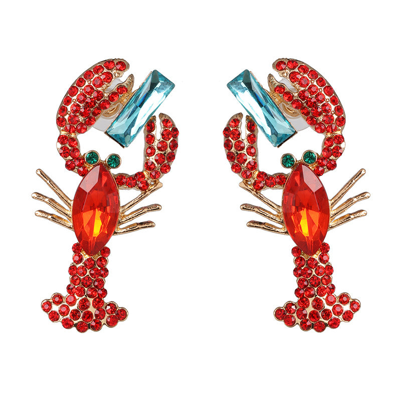 Wholesale Red Lobster Alloy Earrings